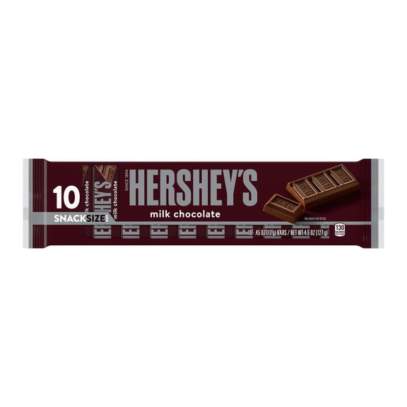 HERSHEY'S Milk Chocolate Snack Size Candy Bars, .45 oz (10 Count)