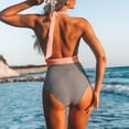 thumbnail image 4 of Baqcunre Swim Suits for Women 2024, Women's Tummy High Waisted Bathing Suit Wrap Tie Back Monokini Front Cross Swimwear, One Piece Swimsuit Women, Bikini Sets for Women Pink M, 4 of 6