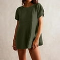 thumbnail image 2 of Timegard Summer Top for Women Round Neck Short Sleeve Travel Casual Solid Color Mid Long Top with Pockets, 2 of 8