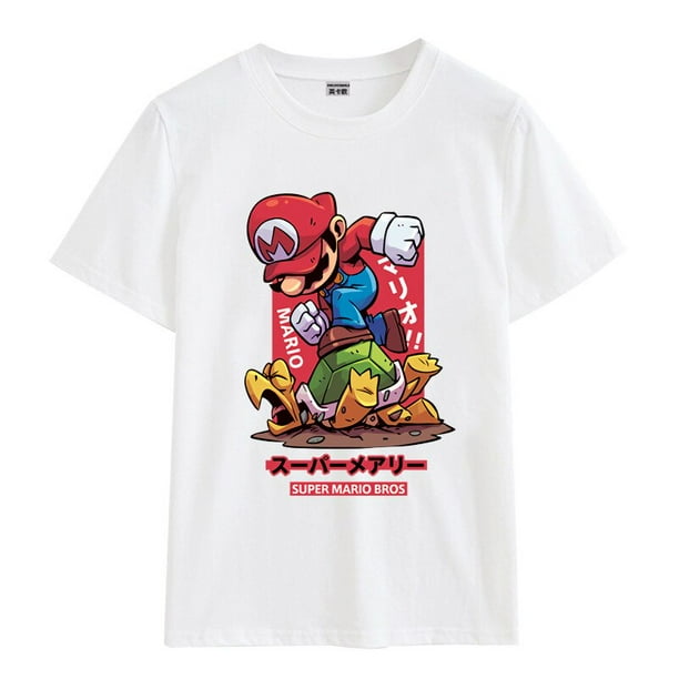 Camiseta con estampado de la serie Super Mario para niños, vestido familiar para padres e hijos, camisetas divertidas bonitas, camiseta de verano con cuello redondo, regalo de Navidad zhangmengya LED