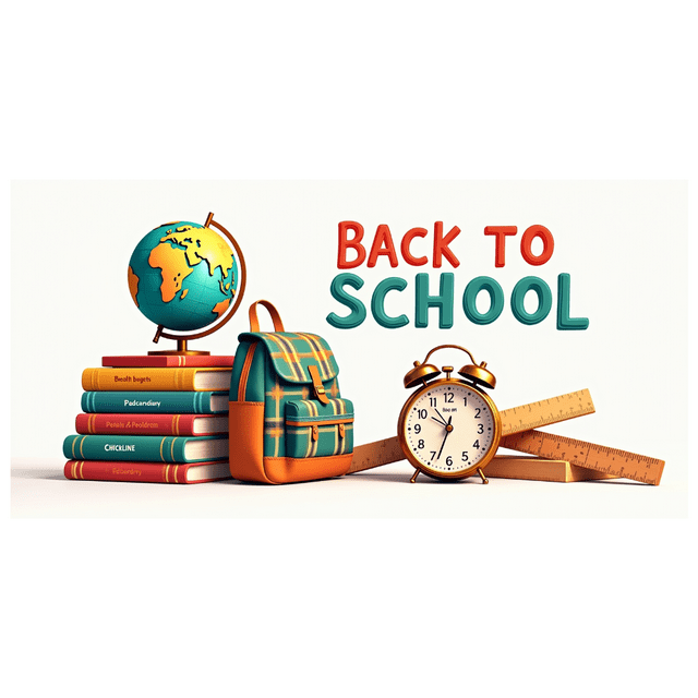 Colorful Welcome to School Banner with School Supplies Elements Background Backdrop, for School Openings Classroom Decorations Back - to - School Parties Photography Props