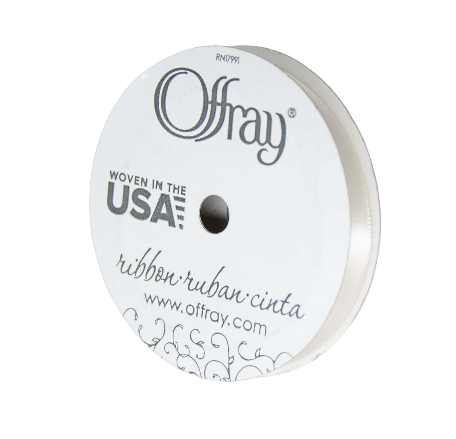 (3 pack) Offray Ribbon, Antique White 3/8 inch Single Face Satin Polyester Ribbon for Sewing, Crafts, and Gifting, 18 feet, 1 Each