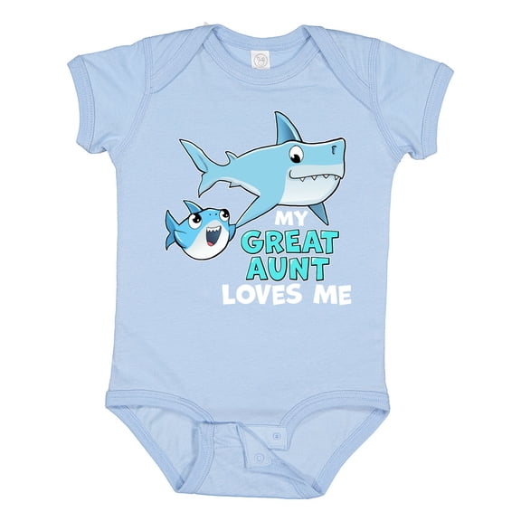 Inktastic My Great Aunt Loves Me with Cute Sharks Boys or Girls Baby Bodysuit