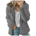 thumbnail image 3 of Patlollav Womens Coats Plus Size Winter Warm Faux Coat Jacket Zipper Solid Long Sleeve Outerwear, 3 of 7
