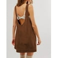 thumbnail image 4 of Women's Corduroy Overall Dress Round Neck A Line Skirtall Jumper Mini Dress Pinafore with Pockets, 4 of 7