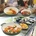 thumbnail image 3 of Facile Cook 12-Inch Cast Iron Enamel Skillet with 6-Inch Round Frying Pan, Nonstick Pan with Silicone Handles, Cast Iron Cookware for Stove Top and Oven, Olive Green, 3 of 11