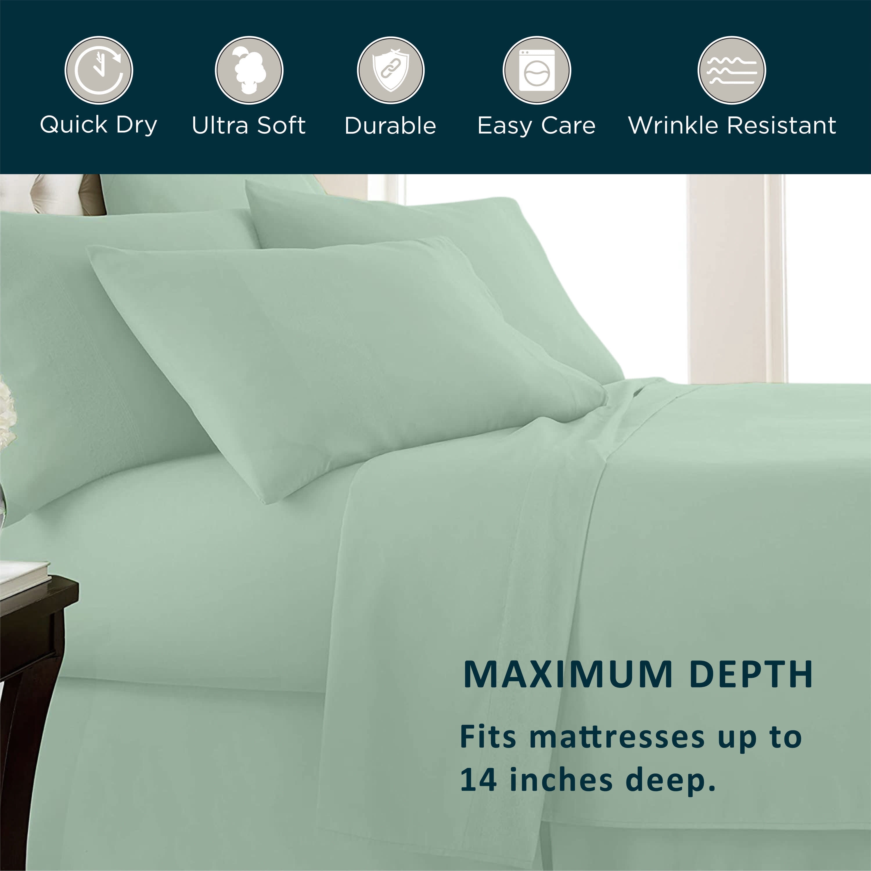 Hotel Essentials Microfiber Twin Sheet Set 3 Piece Celadon Green