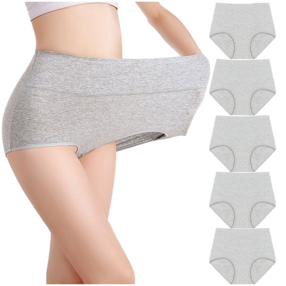 Plebaso Culottes en Coton pour Femmes Taille Haute Confort Culottes Couvrance Totale Culottes Unies pour Dames Lot de 5