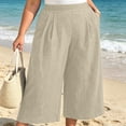 thumbnail image 6 of Khunlpohl Womens Capri Pants Plus Size Wide Legs Palazzo Elastic High Waist Pant Casual Baggy Plain Capris Trousers with Pockets, 6 of 7