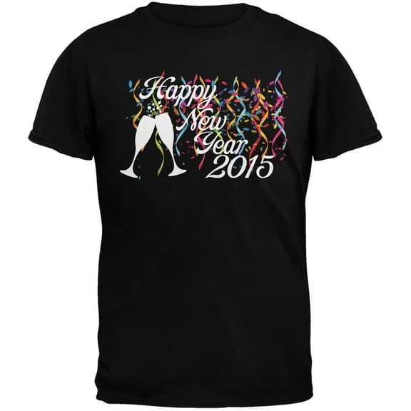 Happy New Year Party Black Adult T-Shirt - 2X-Large
