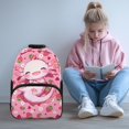thumbnail image 2 of Uorisanigo Strawberry Axolotl School Backpack 17 inch for Preschool Elementary, Casual Basic Bookbag with Side Mesh Pockets, Ideal for Boys Girls Ages 5-12 Daily Use, 2 of 7