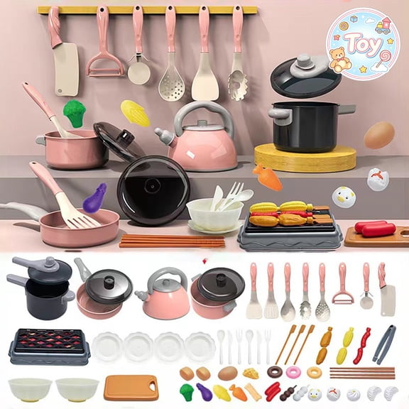Pretend Play Toys, Large Simulation Home Kitchen Playset, Complete Cooking Accessory Kit, Multifunctional Role Play Station, Christmas Birthday Gifts, Toys for Toddler Baby Kids Boys Girls, Age 3 