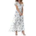 thumbnail image 4 of Youmylove Womens Boho Maxi Dress Summer Dresses Swing Long Dress Chiffon Floral Short Sleeve Ruffle V Neck Fashion Flowy Beach Dress Flowy Maxi Dresses, 4 of 4