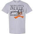 thumbnail image 3 of Inktastic Never Giving Up Limb Loss Awareness Orange Ribbon T-Shirt, 3 of 5