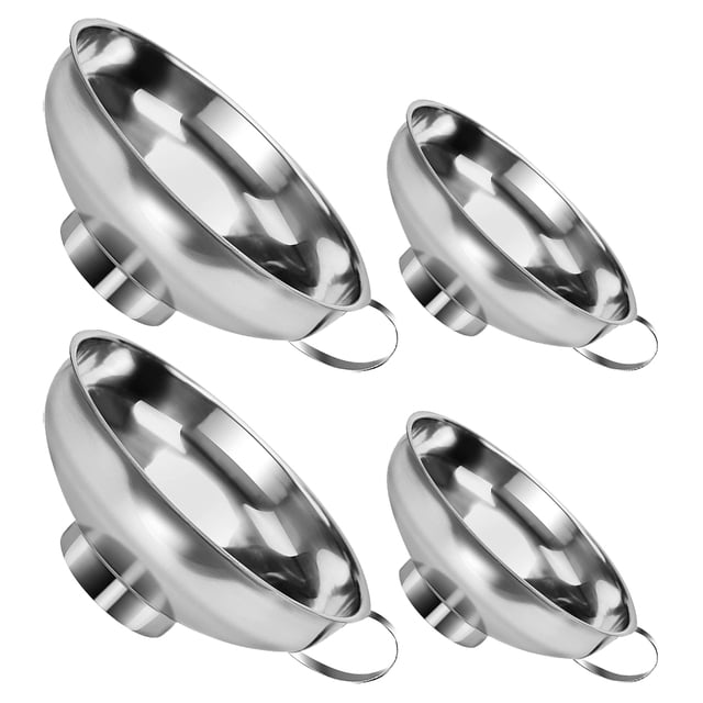 OULII 4Ud Embudo Metálico Para Cocina Con Boca Ancha Apto Para Líquidos Y Sólidos Múltiples