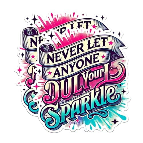 (2 Pack) Never Let Anyone Dull Your Sparkle Magnets - Inspirational Quote Magnets - Uplifting Motivational Magnets- 5" On Longest Side - for Fridges, Toolboxes, Cars - Made in USA - MAG3011