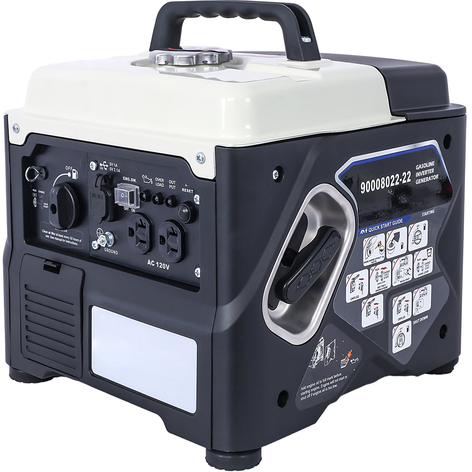 KTENME Portable Inverter Generator 1200W Ultra-Quiet Gas Powered Lightweight Generator For Backup Home Use Outdoor Camping Travel