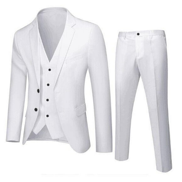 Yoodem Three-piece Suit Suits for Men’s Suit Slim 3 Piece Suit Business Wedding Party Jacket Vest & Pants Coat Jackets for Men White 6XL