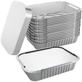 thumbnail image 1 of Sartenes desechables de aluminio WANBAO, paquete de 50 unidades, 1,02 kg con tapas de 8,3 x 6,2 pulg, 1 of 7