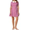 thumbnail image 2 of INSPIRE CHIC Vestido de mujer con cuello Peter Pan de contraste y botones, con cordones, talla XS, color púrpura, 2 of 5