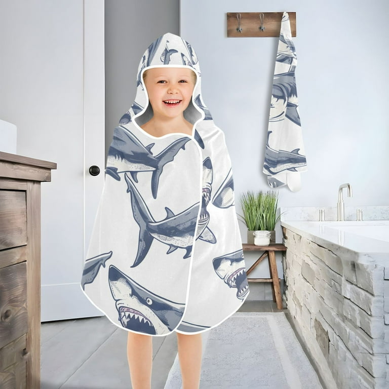 Poncho Towel Shark Bath Towels Shark Kids Hooded Beach Towel Baby