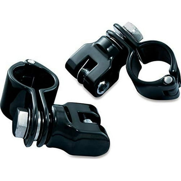 Kuryakyn 7572 Motorcycle Foot Control Component: Peg Mounts with Magnum Quick Clamps for 1-1/4" Engine Guards or Tubing, Gloss Black, 1 Pair