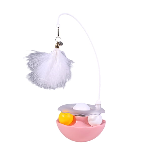 Juguete interactivo para gatos con forma de balancín, con pelotas, palo de plumas y 2 cascabeles para estimular la mente y aliviar la ansiedad.