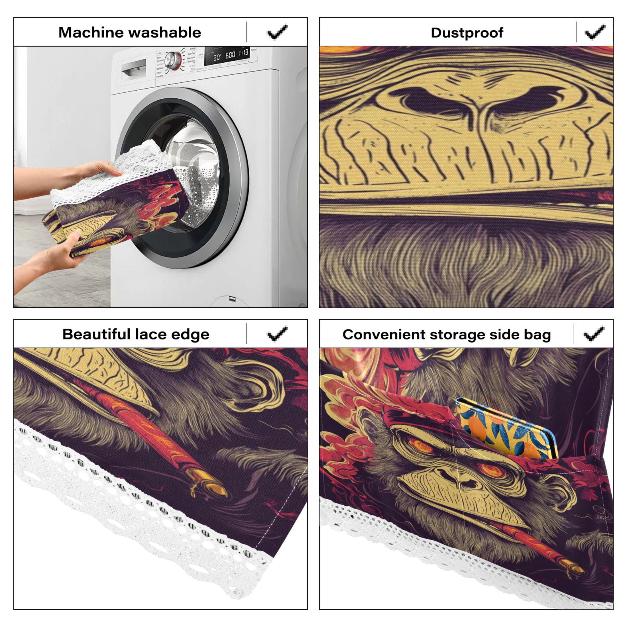 WOBOGO Red Eyes Orangutan Pattern Washing Machine Cloth Dryer Refrigerator Top Cover Protective Non-Slip Mat For Kitchen Laundry