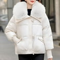 thumbnail image 2 of Fashion Winter Warm Coats for Womens Hooded Plus Size Long Sleeve Hoodless Solid Color Zipper Pocket Top Casual Coat, 2 of 3