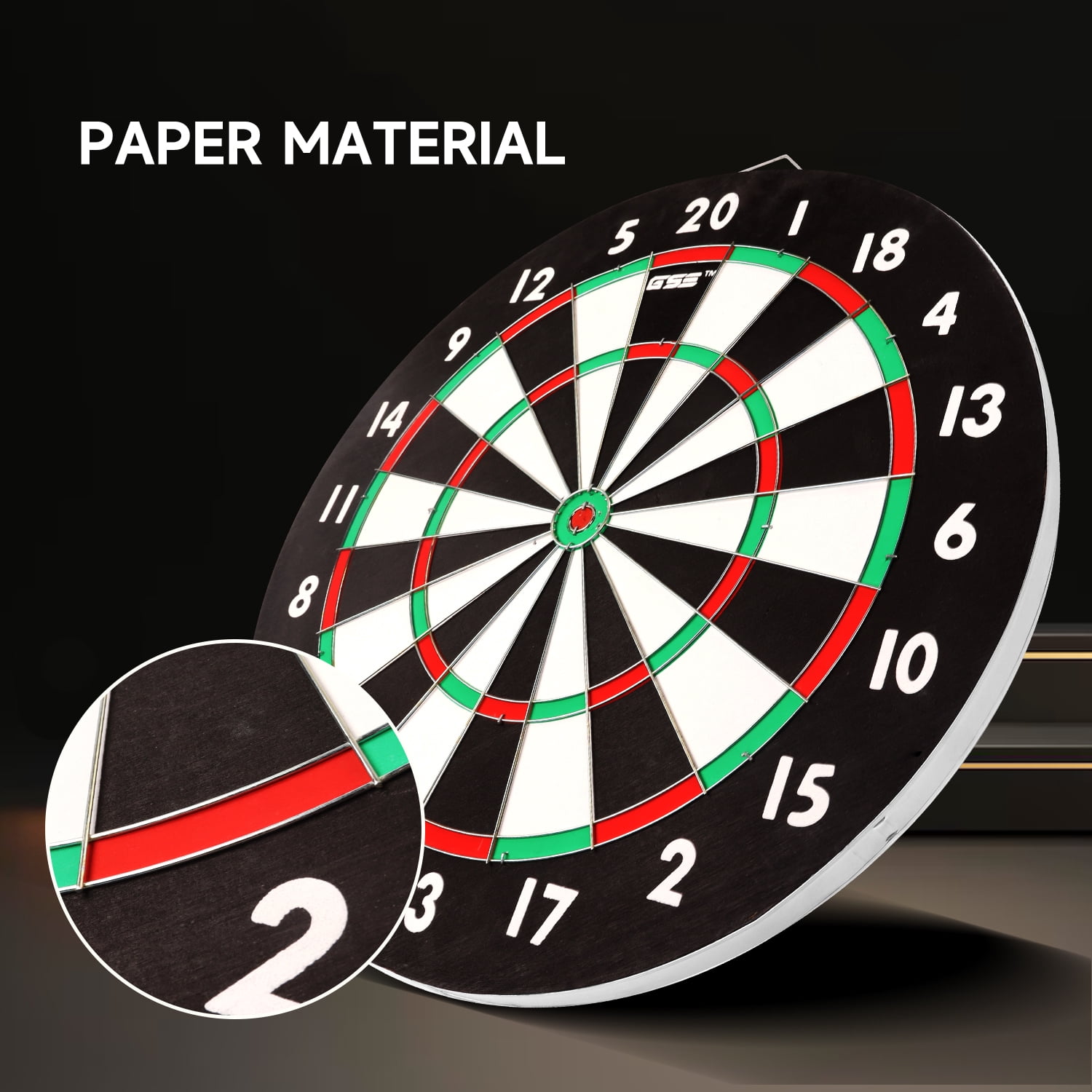 GSE Games & Sports Expert 18" 2-in-1 Paper Baseball & Dart Board Games Set. Double-Sided Dartboard with six 17G Steel Tip Darts