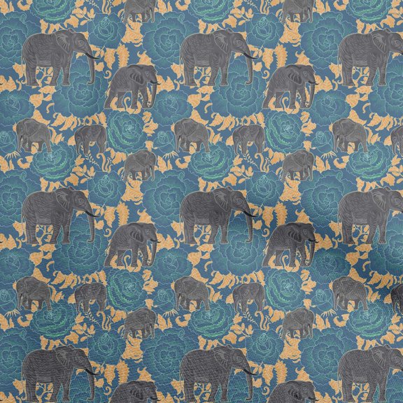 oneOonePolyesterSpandexMediumBlueFabricAnimalQuiltingSuppliesPrintSewingFabricByTheYard56InchWide