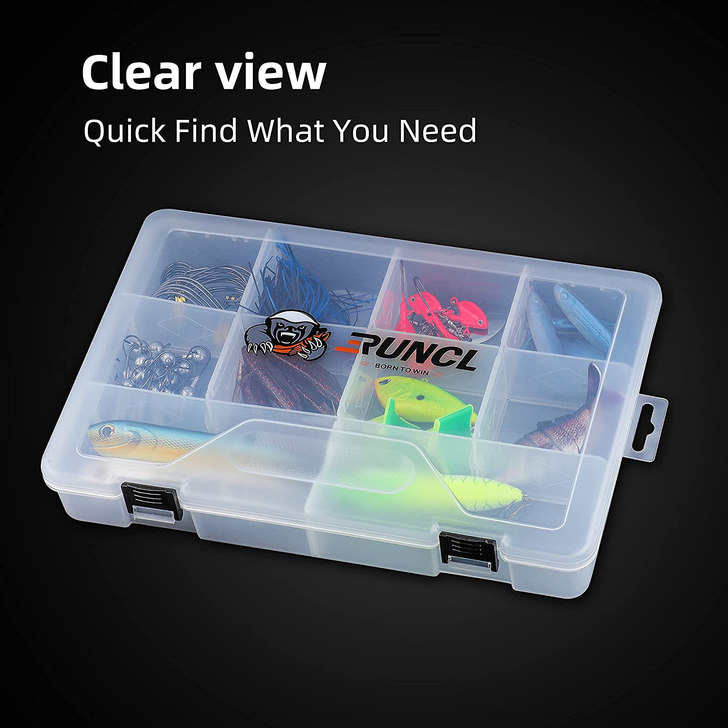 RUNCL Fishing Tackle Box, Plastic Storage Box with Removable Dividers,  3500/3600/3700 Tackle Boxes Organizer - Fishing Combo Set, Clear Tackle  Storage