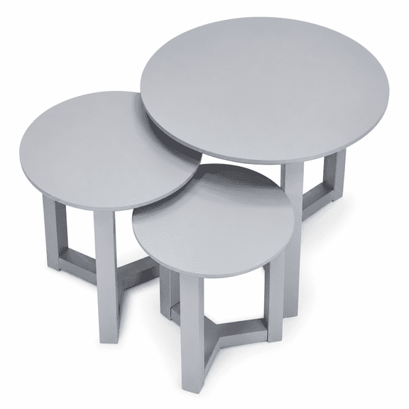 Aria Home Avanti 3-Piece Wood Nesting Table Set, Gray
