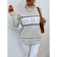 thumbnail image 2 of Women’s Snowflake Christmas Sweater Casual Long Sleeve Knitted Pullover Sweaters Crewneck Loose Jumper Tops, 2 of 6