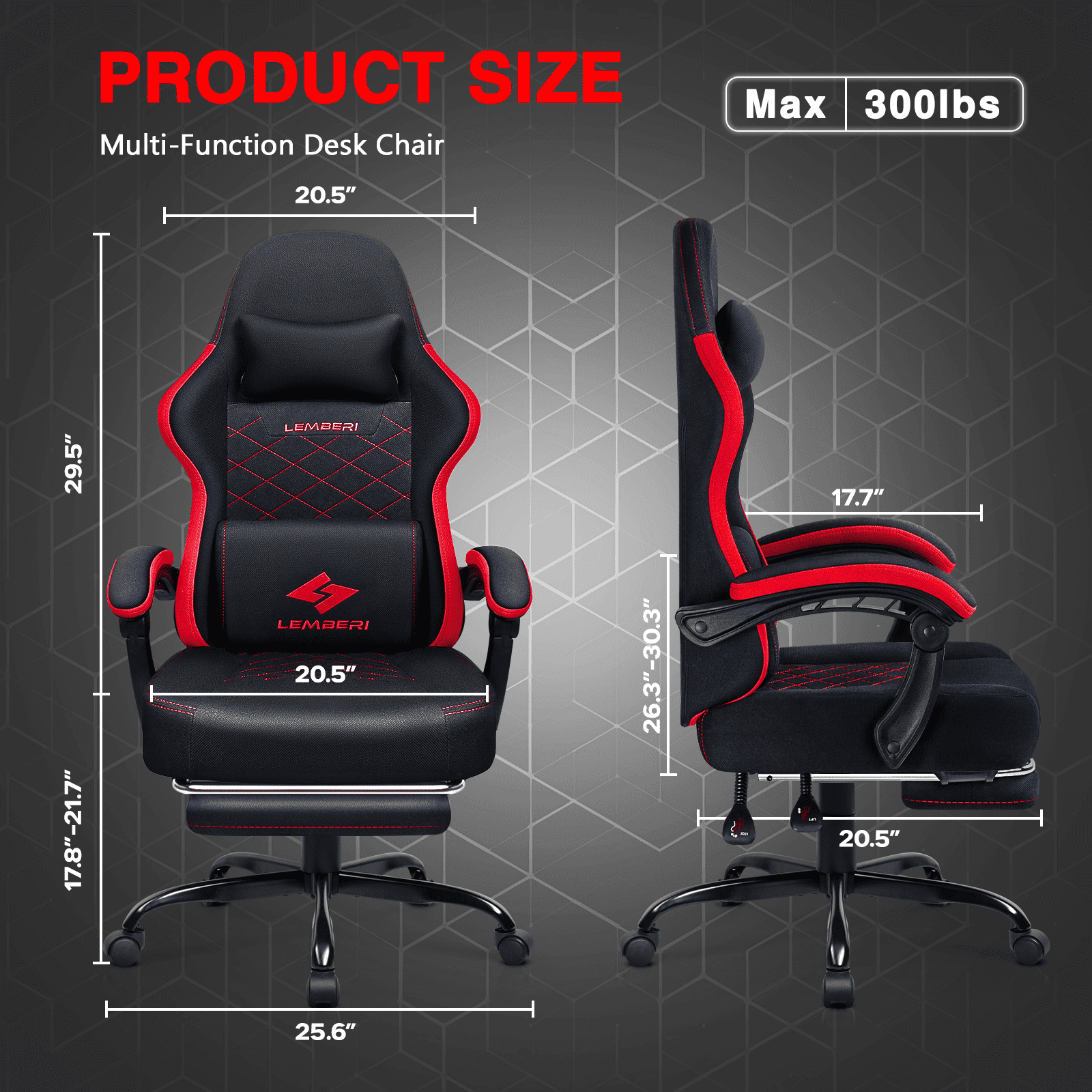 Waleaf Heavy Duty Gaming Chair with Footrest, Big and Tall Video Gaming Chair for Adults, Unique Lumbar Support and Linkage Armrest, Racing Style Game Chair