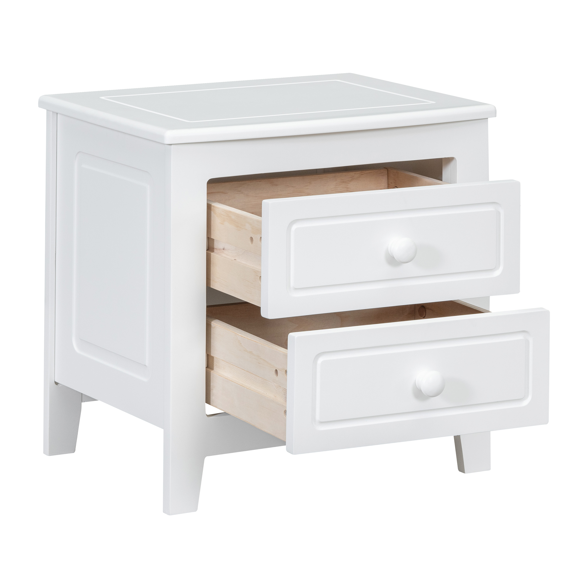 Euroco Mid Century Retro Nightstand with 2 Storage Drawers, Wood Bedside End Tables Dresser for Bedroom, Living Room, Closet,White
