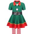 thumbnail image 2 of Disfraces Elfo Navidad Fiesta Vestirse Trajes Disfraz Cosplay para Adultos Niñas Carnaval Verde, 2 of 9
