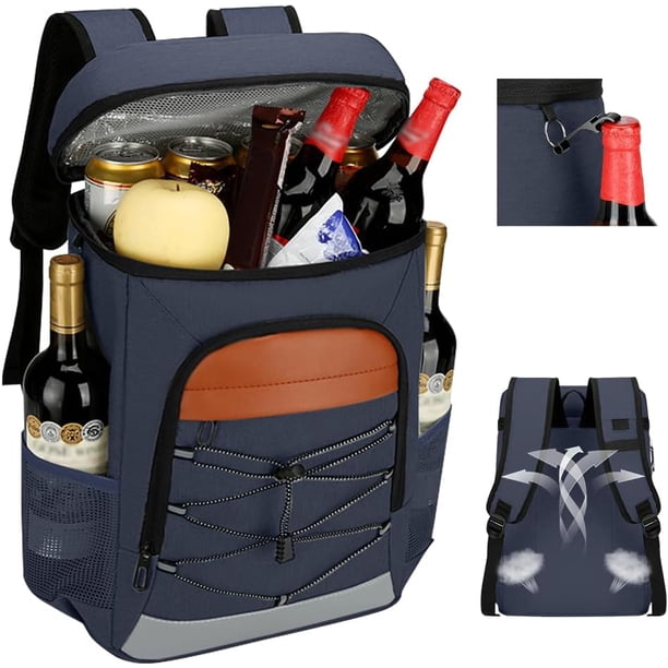 Hielera Portatil, Mochila térmica aislada a Prueba de Fugas, 2 Compartimentos Enfriadores de Mochila, Impermeable Bolsa Térmica Porta, 50 Latas/30L, Ligero y Suave