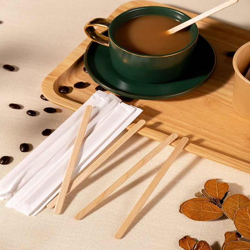 100pcs, A Disposable Environmentally Friendly Biodegradable Milk Drink Stirrers for Beverages Tea and Crafts 100 Count 7 Inch Wooden Coffee Stir Sticks 