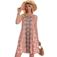 thumbnail image 4 of Vestido de verano sin mangas con estampado floral bohemio elescat, talla XL, rosa, 4 of 6