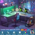 thumbnail image 6 of Aheaplus L Shaped Gaming Desk, 59" Reversible Gaming Desk with Power Outlet & Led Lights, L Shaped Computer Desk with Storage Shelves & Monitor Stand, Home Office Desk L Shaped Corner Desk, White Oak, 6 of 8