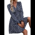thumbnail image 2 of Vestido Elegante para Mujer, Cuello en V, Larga, Cintura Alta, Corte Holgado, para Fiesta de Graduación, Cóctel, Corto Flores Pequeñas M, 2 of 8