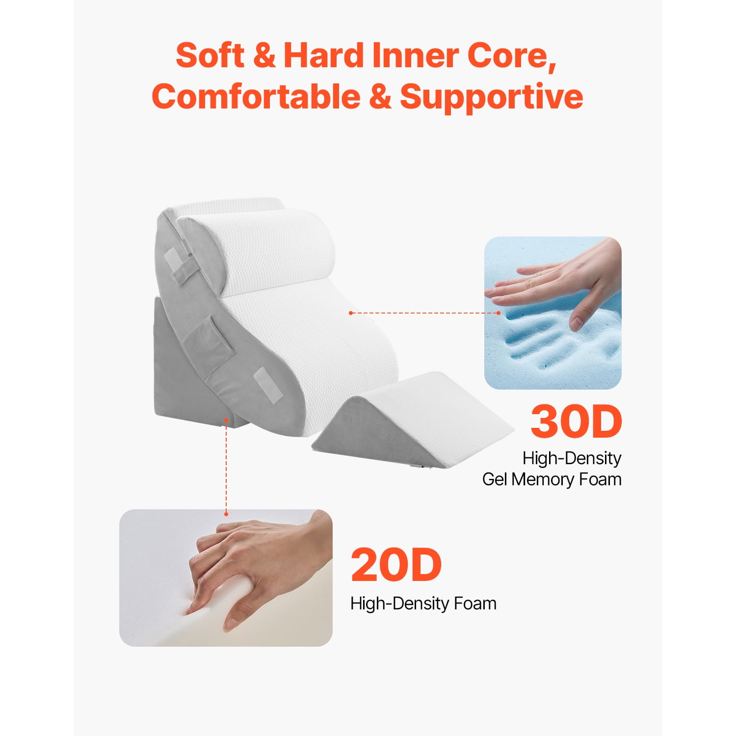 KFFKFF Sleep Aid Pillow, Set of 4, Customizable Orthopedic Bed Wedge, Assists Leg Neck Shoulder, Post-Operative Comfort Pillow for Back Discomfort, Digestive Issues, Snoring Mitigation