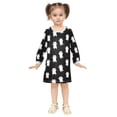 thumbnail image 2 of Girls' long-sleeved dress Cute White Cat Girls' A-line dress with ribbed cuffs Soft and comfortable, 2 of 6