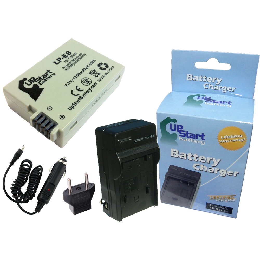 Canon Rebel T3i Battery and Charger with Car Plug and EU Adapter