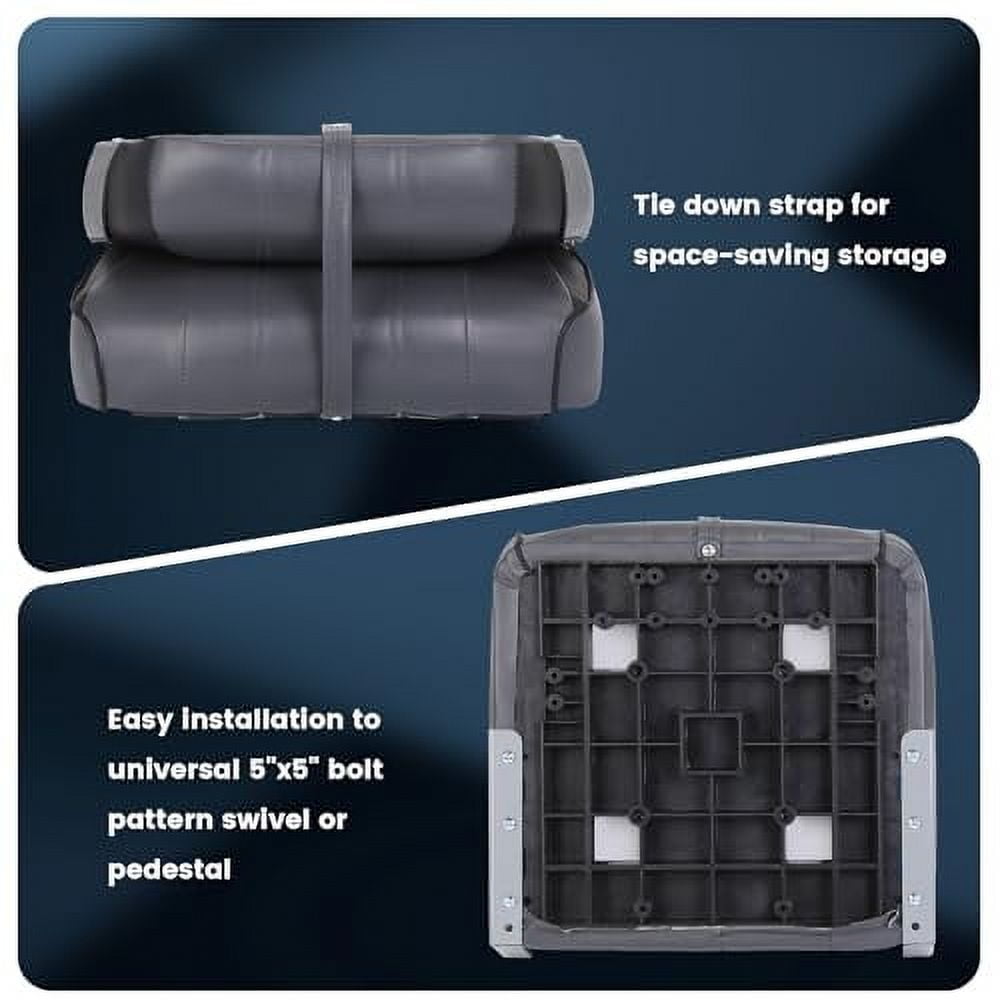 M optimized Set of 2 Premium Low Back Folding Boat Seat, Marine Seats for Fishing, Sightseeing, Speedboats, Canoes
