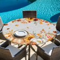 thumbnail image 6 of Orange Fall Round Tablecloth, Fitted Table Cover with Elastic for 45"-54" Round Tables, Thanksgiving Pumpkins Sunflower Grey Table Cloth Outdoor Indoor Dinning Party Waterproof Tablecloths, 6 of 7