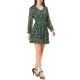 thumbnail image 4 of Vestido floral de manga larga con cintura elástica y dobladillo con volantes INSPIRE CHIC para mujer, con cinturón, XL, verde, 4 of 5