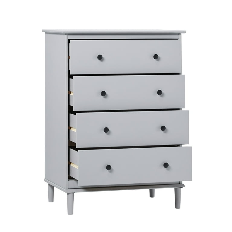 Walker Edison Transitional 4-Drawer Solid Wood Dresser, Grey - Walmart.com