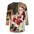 thumbnail image 4 of successthop Womens Christmas Tops Funny Graphic Santa 3/4 Sleeve Clothes Lightweight Crewneck Loungewear Vacation Shirt, 4 of 6